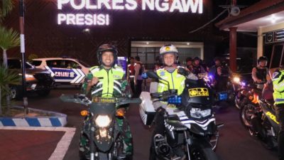 Polres Ngawi Bersama TNI Gelar Patroli Bersama Amankan Pilkades Serentak