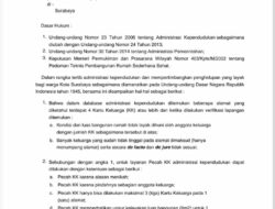 Surat SekDa Kota Surabaya Prihal Pelayanan Pecah KK diprotes Forum RW Kelurahan Simolawang