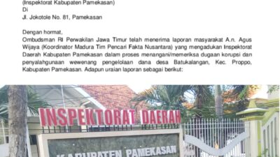 Ombudsman Jatim Mulai Periksa Inspektorat Pamekasan Terkait Penanganan Dugaan Korupsi Kades Batukalangan